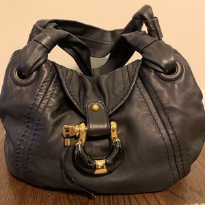 Jimmy Choo Black Leather Simone Satchel Bag